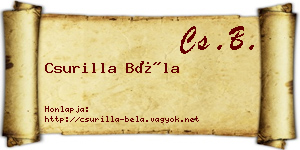 Csurilla Béla névjegykártya